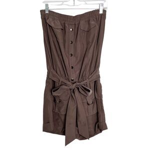 Anthropologie Brown Button-Front Romper